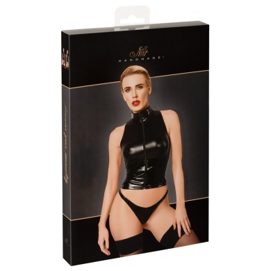 Noir Leather Top with Small Collar Noir Leather Top with Small Collar
