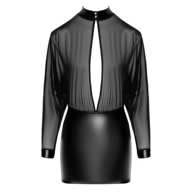 Noir Short Tulle Dress with Batwing Sleeves Noir Short Tulle Dress with Batwing Sleeves