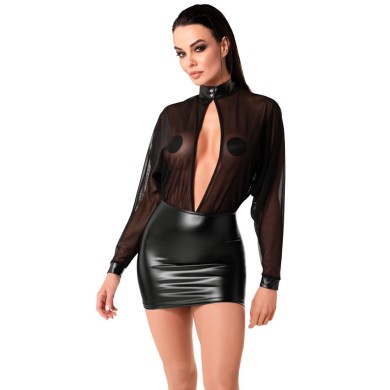 Noir Short Tulle Dress with Batwing Sleeves Noir Short Tulle Dress with Batwing Sleeves