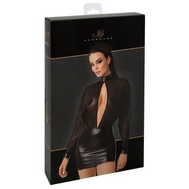 Noir Short Tulle Dress with Batwing Sleeves Noir Short Tulle Dress with Batwing Sleeves