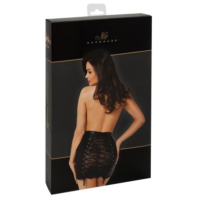 Noir Mini Skirt with Sheer Lace Back Noir Mini Skirt with Sheer Lace Back