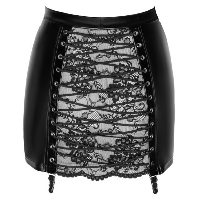 Noir Mini Skirt with Sheer Lace Back Noir Mini Skirt with Sheer Lace Back