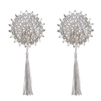 Obsessive Mistiqua White Nipple Covers with Gems & Tassels Obsessive Mistiqua White Nipple Covers with Gems & Tassels