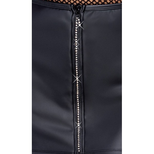 Cottelli Minigonna nera opaca con zip frontale in strass Cottelli Minigonna nera opaca con zip frontale in strass