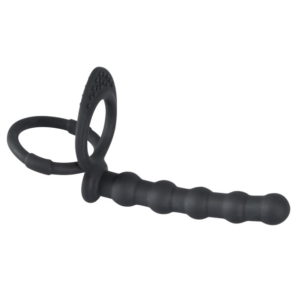 Black Velvets Anello per Pene e Testicoli con Fallo Black Velvets Anello per Pene e Testicoli con Fallo